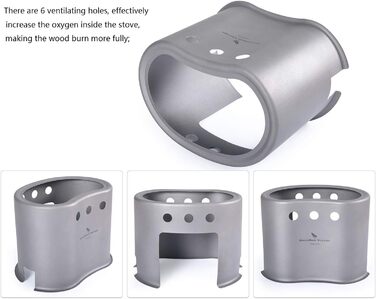 Відкрита титанова складна міні-дров'яна піч з кемпінговим горщиком 2-в-1  Ti1513B Boundless Voyage