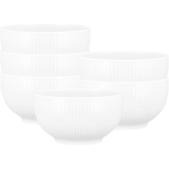 Миска для пластівців Seltmann Weiden Amina, 15 см, кругла десертна миска з ніжним рельєфним візерунком, придатна для миття в посудомийній машині та використання в мікрохвильовій печі, порцеляна, зелена (біла, 6 предметів (1 упаковка))