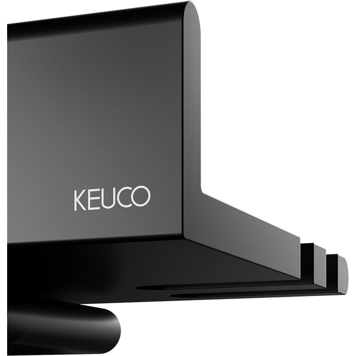 Душова полиця Keuco зі скляним ракелем з алюмінію, чорна, знімний кошик, зі зливними отворами, 35x6.6x11.6см, настінна, Reva Black Selection