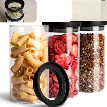 Ємності для зберігання продуктів 1200 мл з прозорими кришками, набір 3 предмети, KIVY