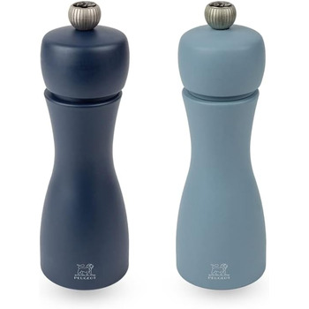 Млин для перцю Соляний млин Таїті Вода 15 см Перець і кам'яна сіль - Класичне регулювання помелу - Виготовлено з деревини, сертифікованої PEFC - Французьке ноу-хау - Moss & Mint Green (Midnight Blue & Azure)