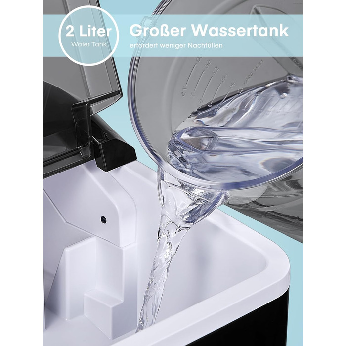 Переможець тесту льодогенератора 2024 року, 14 кг за 24 години, 9 кубиків льоду за 6-8 хвилин, тиха робота, льодогенератор потужністю 120 Вт з ложкою та кошиком, маленький льодогенератор для дому та офісу (чорний)