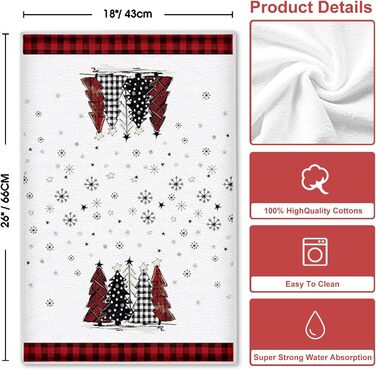 Набір з 2 різдвяних кухонних рушників Сніговик, Ялинки 43 x 66 см YAXZIM