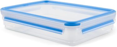 Набір контейнерів для зберігання продуктів EMSA Clip & Close, прямокутні, 5 x 0,8 л, коробки для зберігання, 100 герметичні, придатні для миття в посудомийній машині, морозильної камери та мікрохвильової печі, прозорі, сині, зроблені в Німеччині, N10307 (
