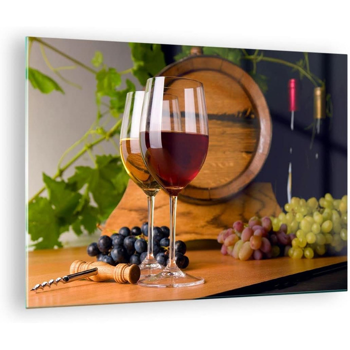 Настінні картини декор вітальні бочка з алкоголем пляшки з напоями картини на склі 120x80 см скляна картина спальня декор кухні настінне мистецтво друк мистецтва великий XXL настінна декорація картина зі скла сучасний GAA120x80-2238 (70Д x 50Ш см)