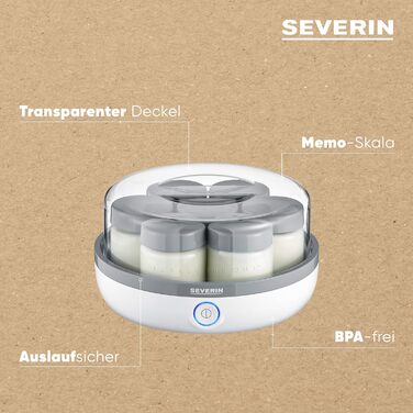 Йогуртниця на 7 порційних баночок по 150 мл, з додатковими баночками JG 3520 Severin