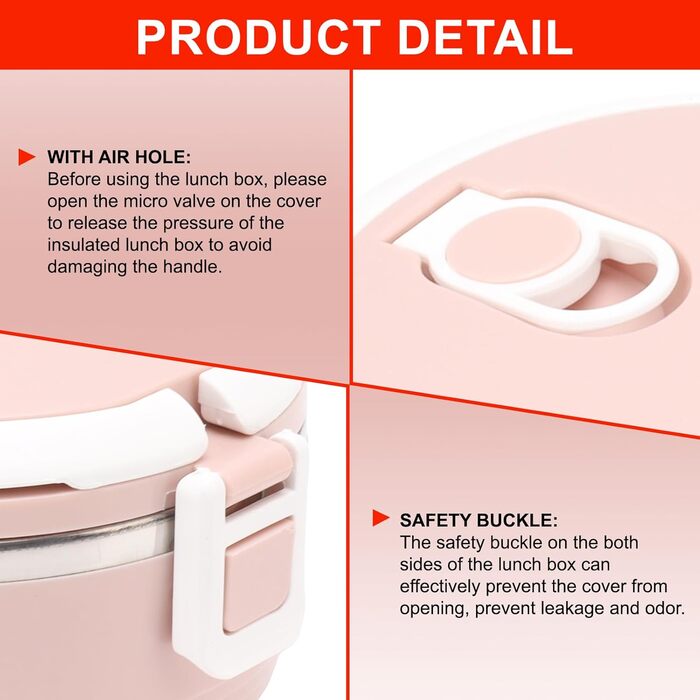 Термоконтейнер для харчових продуктів, 700 мл рожевий Otufan