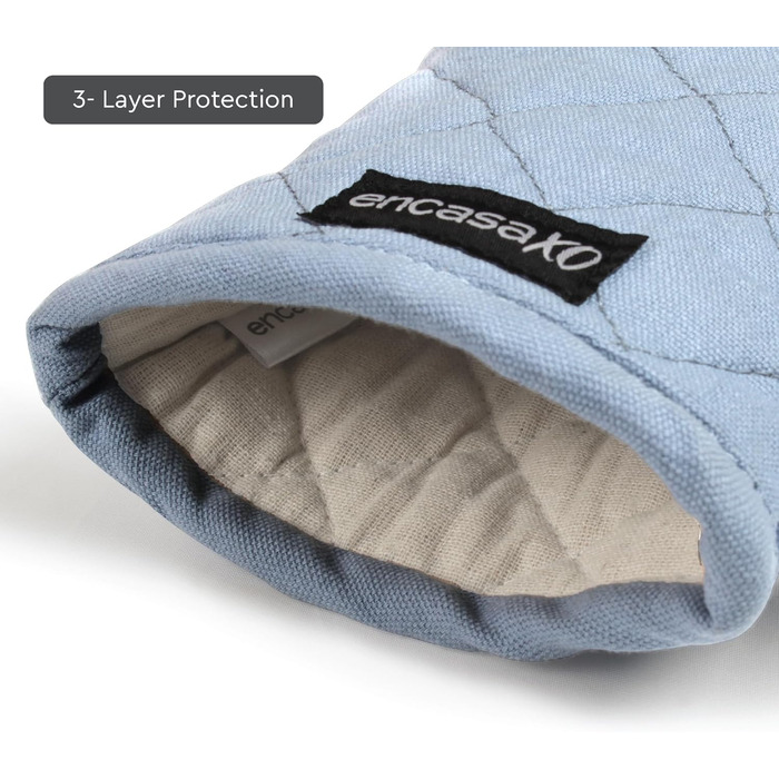 Рукавички для мікрохвильової печі Encasa Homes Extra Long (2 шт.) для кухні - Силіконові сріблясті термостійкі - Захищають руки від гарячого обладнання - (17x29 см, сірий та кобальтово-синій)