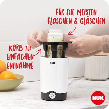 Підігрівач дитячих пляшечок NUK Thermo 3в1 Мяке розморожування, нагрівання та підтримання тепла рідких і пюреподібних продуктів Кошик для легкого вилучення Вилка EU (Thermo Express Plus)