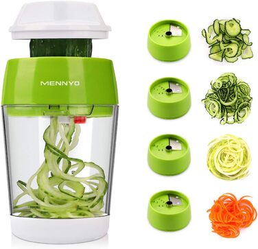 Спіральна овочерізка 4 в 1 з контейнером, зелена MENNYO