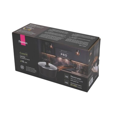 Ковш Fissman 16x7,5 см/1,3 л CUISINE со стеклянной крышкой алюминий с антипригарным покрытием (14591)