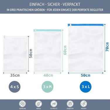 Вакуумні пакети 10 пакетів 35 x 50/40 x 60/50 x 70 см NORDIC