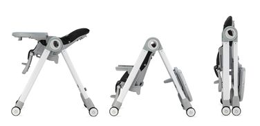 Дитячий стільчик для годування з 4 колесами та функцією гальма від 6 місяців чорний Momi