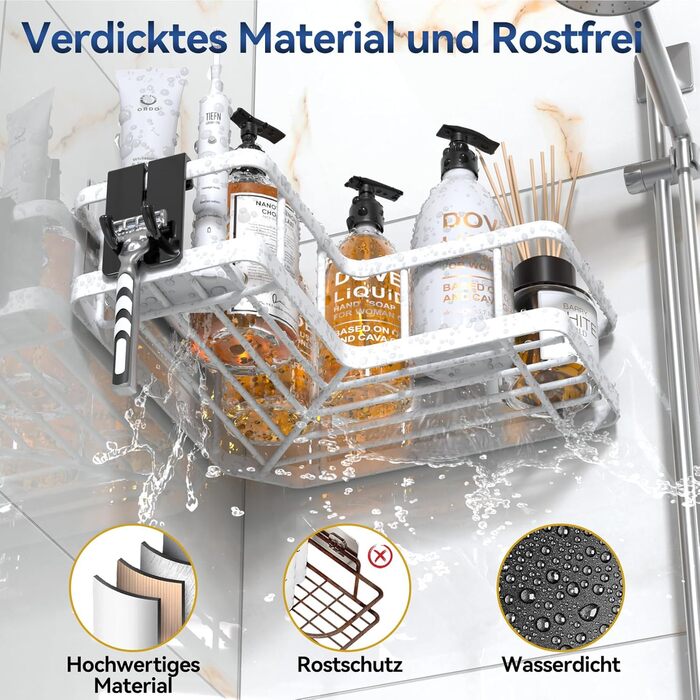 Набір кутових полиць для душу, 3 предмети, білий YASONIC