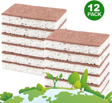 Набір натуральні губки для чищення кухні 12 шт. 10,2 x 6,1 x 2 см HOMEXCEL