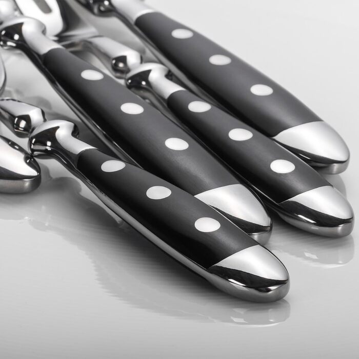 Набор столовых приборов на 6 персон, 30 предметов, черный Alata