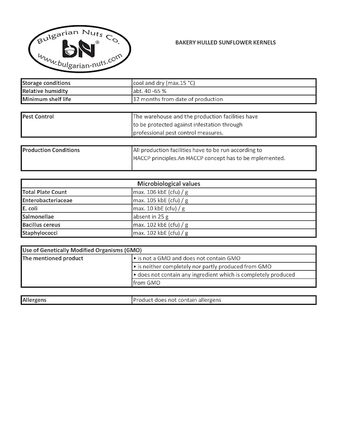 Насіння соняшнику без глютену 3 кг Bulgarian Nuts