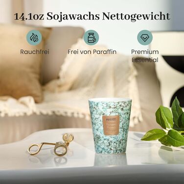 Велика ароматична свічка M&SENSE Чорні ароматичні свічки у склянці Ароматична свічка з натурального соєвого воску Розслаблююча ароматерапія Подарунок для жінок та чоловіків, Різдво Час горіння 75 годин та 2 ґноти (бамбуковий гніт, 400 г)