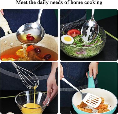 Набір кухонного начиння ReaNea з нержавіючої сталі 40 предметів, набір кухонного начиння з тримачем для столових приборів, набір посуду, кухонний помічник, набір металевих лопаток