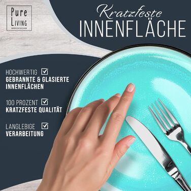 Набір кавових чашок з 6 шт. Ibiza - Чашки з кераміки преміум-класу, можна мити в посудомийній машині та мікрохвильовій печі, стійкий до подряпин - Стильний набір чашок для чаю та кави - чистий живий посуд, набір посуду в аквамарині (великі тарілки (6x))