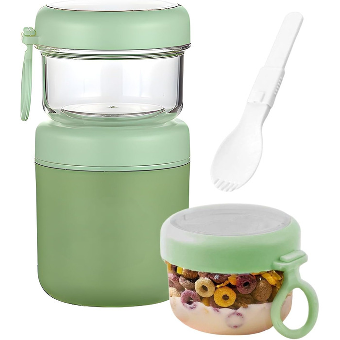 Стаканчик для пластівців 860 мл із складаною ложкою, зелений NEXROLA