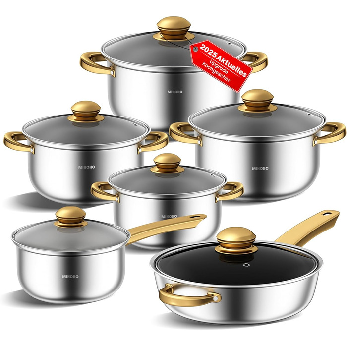 Набір каструль та сковорідок 12 предметів Mihoho