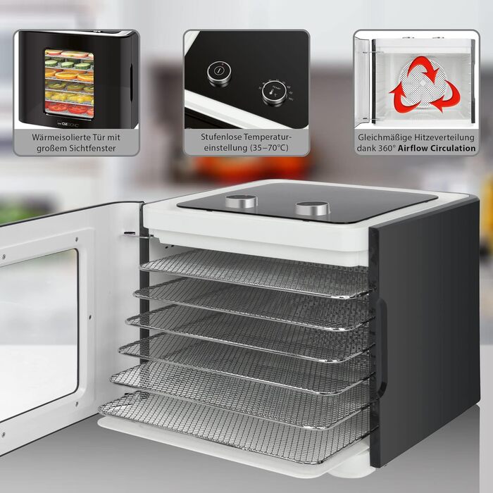 Дегідратор на 6 полиць, 450 Вт, чорний Clatronic