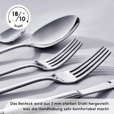 Набор столовых приборов из 60 предметов, на 12 человек, набор столовых приборов из нержавеющей стали 18/10, можно мыть в посудомоечной машине, идеально подходит для повседневного использования