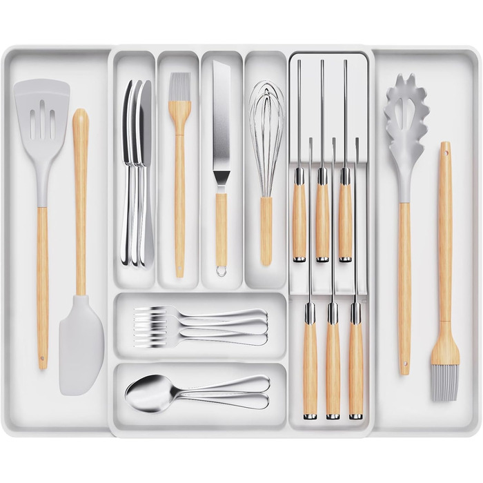 Органайзер для столових приладів 60 х 40 х 4,6 см білий Lifewit