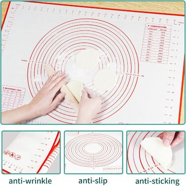 Силіконовий килимок для випічки 70 х 50 см червоний Behiruch