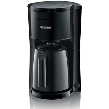 Кавоварка SEVERIN з фільтром з термоглечиком, кавоварка до 8 чашок, приваблива фільтр-машина з вакуумним глечиком, чорна, KA 9306 1 літр