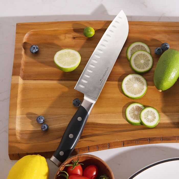 Ніж для чищення овочів linoroso 9 см Ніж для чищення овочів Гострі ножі для фруктів Кухонні ножі Маленькі кухонні ножі Німецькі поковки з вуглецевої сталі Ергономічна ручка з елегантною подарунковою коробкою - Класична серія (8-дюймовий ніж сантоку)