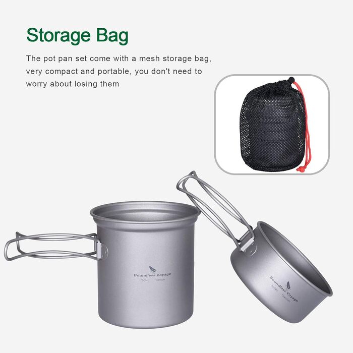 Безмежна подорож Легкий кемпінговий горщик Набір для приготування їжі Туристичний горщик Набір посуду для кемпінгу для походів, трекінгу, пікніка, риболовлі, альпінізму (Ti1502A/Y)
