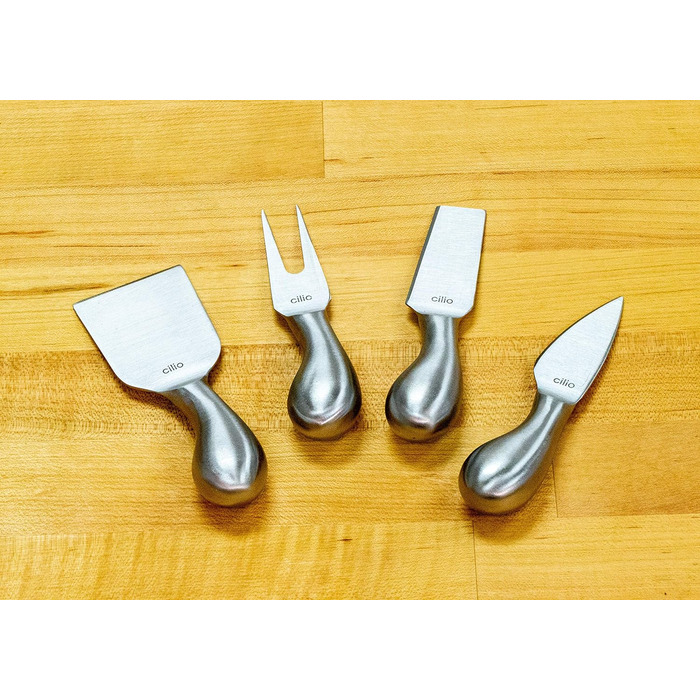 Набір ножів для сиру Cilio C294804 294804 Piave 4 шт. и, в дерев'яній подарунковій коробці, срібло