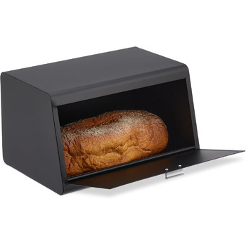 Хлібниця з нержавіючої сталі 34,5 х 23,5 х 20,5 см чорний Relaxdays