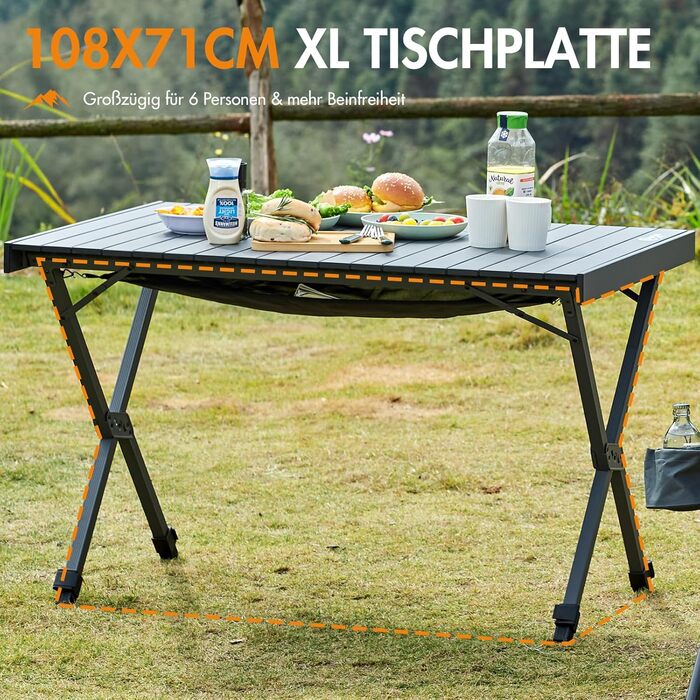 Складной кемпинговый стол 108 х 71 см черный Portal