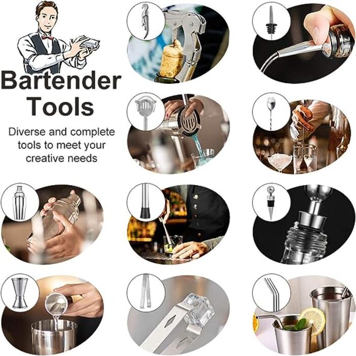 Набір для коктейлів 15 предметів, сріблястий Surmounty