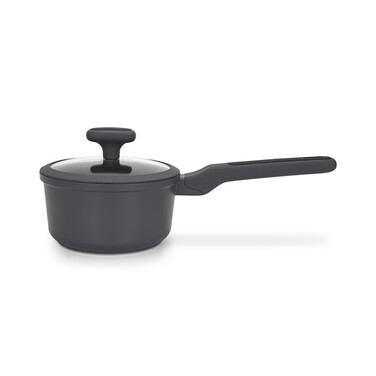 Ковш Fissman 16x8,5 см/1,4 л EVOLUTION со стеклянной крышкой литой алюминий с антипригарным покрытием (14583)