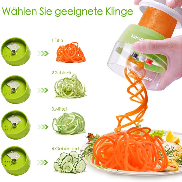 Спіральна овочерізка 4 в 1 ручна 8,5 см MOOREDLIFE