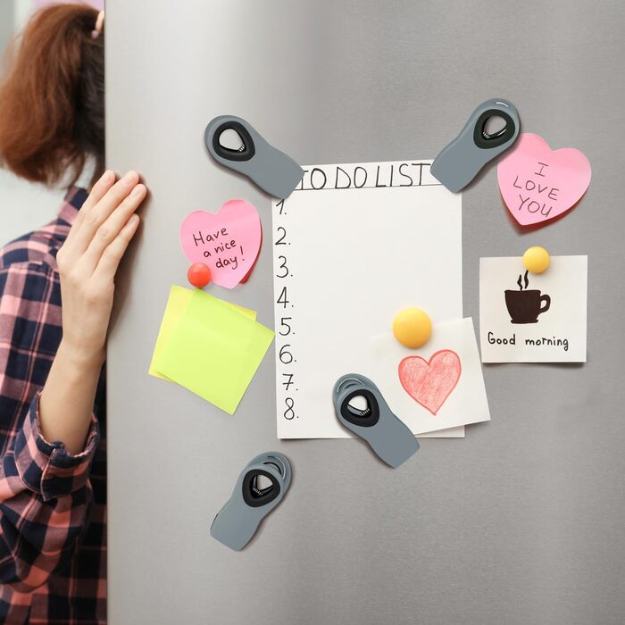 Набір прищіпок-затискачів із магнітом, сірого кольору 12 шт TACGEA