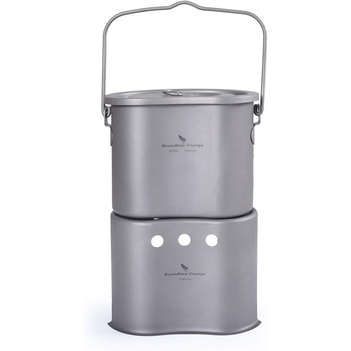 Відкрита титанова складна міні-дров'яна піч з кемпінговим горщиком 2-в-1  Ti1513B Boundless Voyage