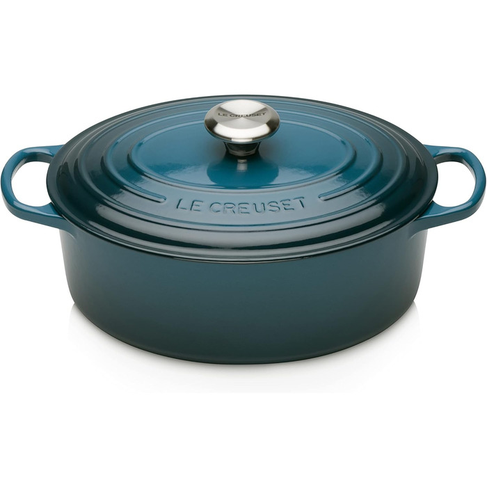 Жаровня 27 см с крышкой, глубокий бирюзовый Signature Le Creuset