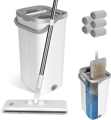 Швабра та відро з 5 миючимися мікрофібровими накладками 140 см Masthome