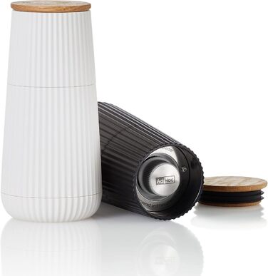 В рельефном дизайне, черно-белый, с керамической шлифовальной машиной CeraCut (белый), 150 Set Pepper and Salt Mill Scape