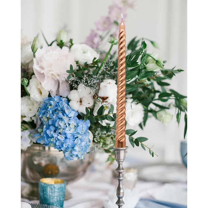 Набір з 4 конічних спіральних свічок 2 х 25,5 см, рожеве золото Alederways