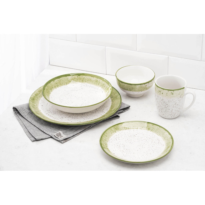 Тарелка суповая Ardesto Siena, 20см, фарфор, бело-зеленый