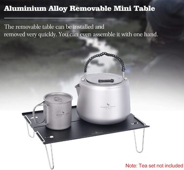 Складной стол для кемпинга Семный на открытом воздухе Мини-стол из алюминиевого сплава Портативный обеденный стол BVT01 (черный)