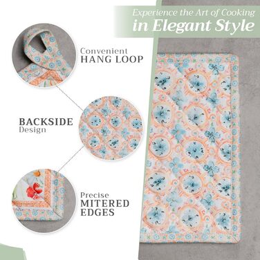 Рукавички для духовки Maison d&39 Hermine, Прихватки для каструль, 100 бавовна, термостійкі кухонні рукавички, рукавички для духовки (19 x 33 см) та прихватки для каструль (20 x 20 см) для приготування їжі, Morzine - Рукавички для духовки (19 x 33 см) та 