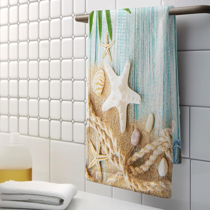 Різдвяні кухонні рушники Kwlegh, рушник для рук, різдвяна ялинка, цукерка-тростина, сніжинка, рушник для пальців, набір з 2 шт. , милий чоловічий банний рушник, високопоглинаючі рушники, 36 шт. (пляжні мушлі)