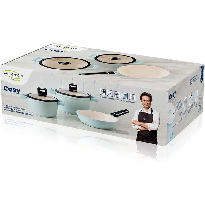 Набір кухонного посуду, 5 предметів, блакитний Cosy San Ignacio